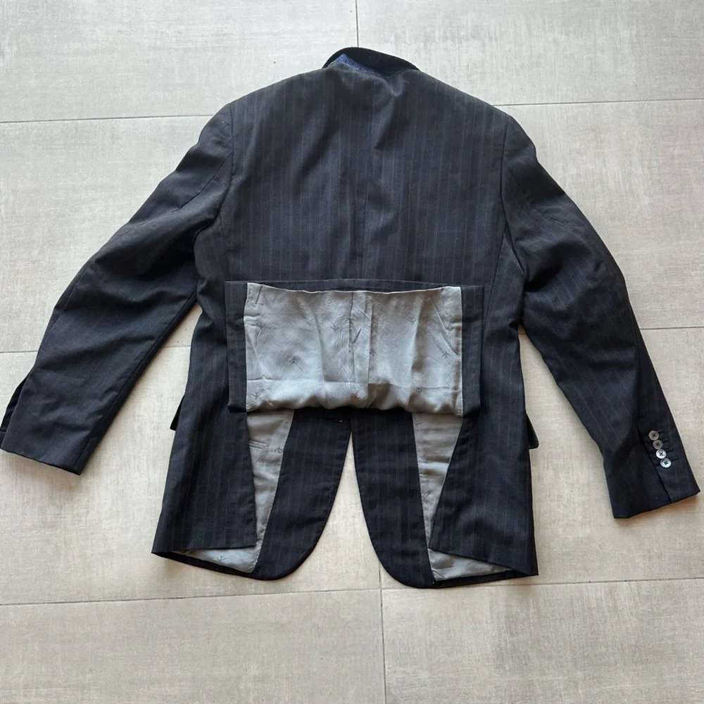 ISAIA Recent Striped Charcoal + Blue Wool Blazer - 38R - Picture 4 of 13